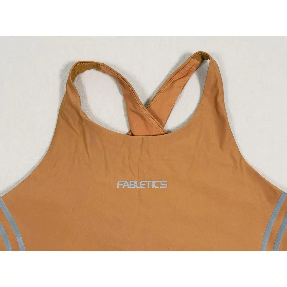 Fabletics No-Bounce Reflective Sports Bra Size Small Tan High Impact Workout Run